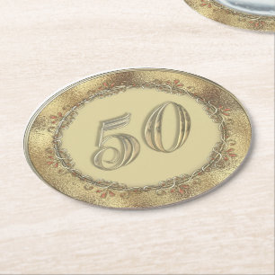 Dessous-de-verre Rond En Papier Sous-verres en papier de design pour 50e anniversa