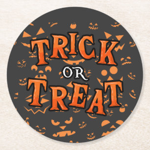Dessous-de-verre Rond En Papier Sous-verres en papier Halloween 'Trick or Treat'