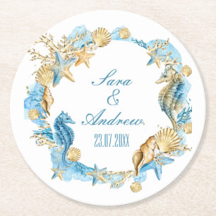 Dessous-de-verre Rond En Papier Sous-verres en papier personnalisés - Faune marine