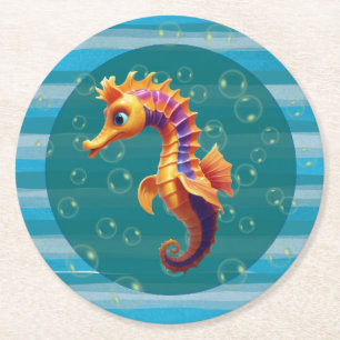Dessous-de-verre Rond En Papier Sous-verres en papier pour bébé hippocampe