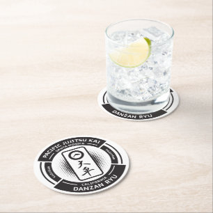 Dessous-de-verre Rond En Papier Sous-verres PJK 4" ronds - 6 pièces / logo noir