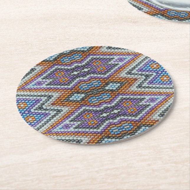 Dessous-de-verre Rond En Papier Southwestern Bead Art (Incliné)