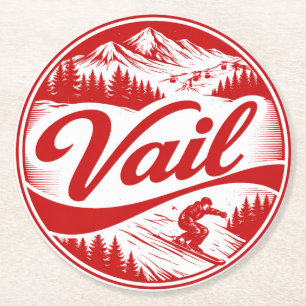 Dessous-de-verre Rond En Papier souvenirs vintage Vail colorado téléphérique extér