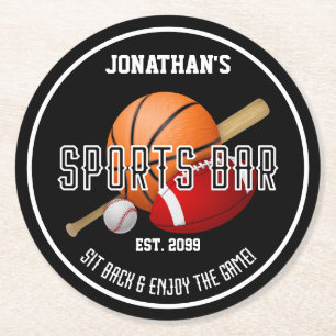 Dessous-de-verre Rond En Papier Sports Bar Football Baseball Dessous de verre de b
