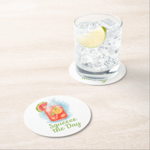 Dessous-de-verre Rond En Papier Squeeze the Day - Aquarelle Dessous de verre de bo
