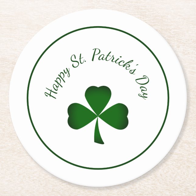 Dessous-de-verre Rond En Papier St. Patrick's Day Vert shamrock mignon Clover (Devant)