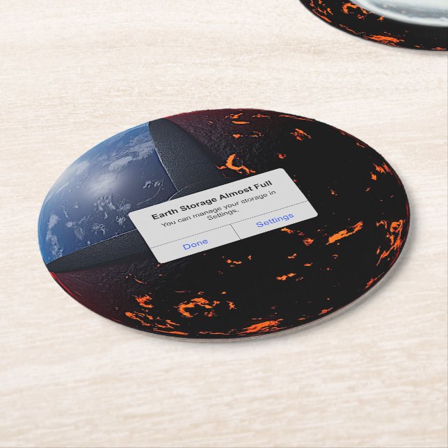 Dessous-de-verre Rond En Papier Stockage terrestre presque complet (Incliné)