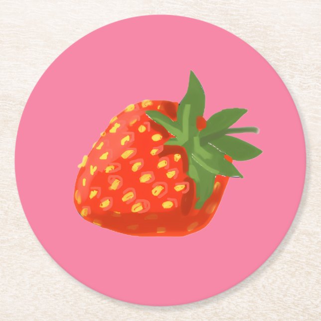 Dessous-de-verre Rond En Papier Strawberry (Devant)