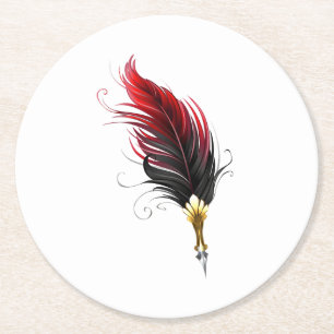 Dessous-de-verre Rond En Papier Stylo rouge en plumes avec nib or