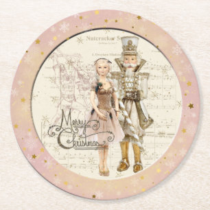 Dessous-de-verre Rond En Papier Suite Nutcracker-Ballerina & Nutcracker