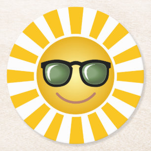 Dessous-de-verre Rond En Papier Sun de sourire heureux