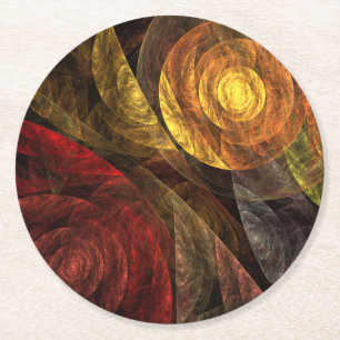 Dessous-de-verre Rond En Papier Sun Flower Floral Moderne Art Motif Abstrait