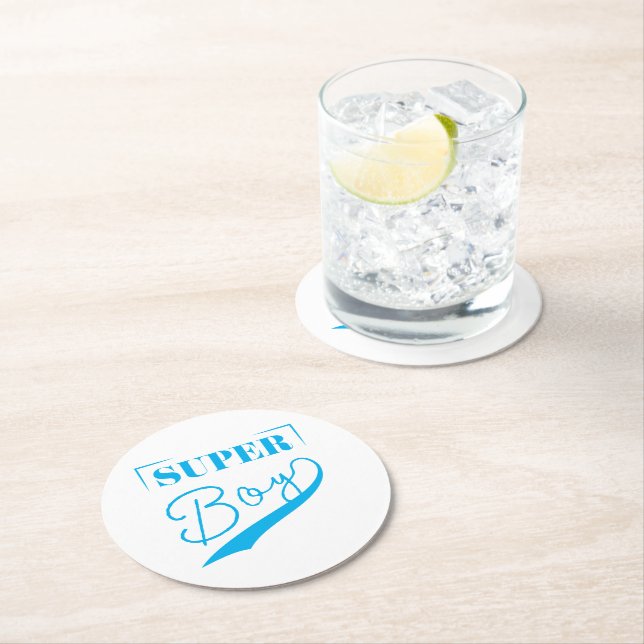 Dessous-de-verre Rond En Papier Super Boy (En situation)