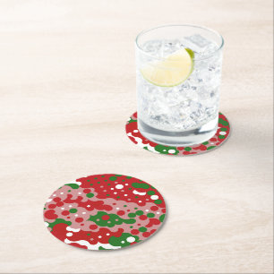 Dessous-de-verre Rond En Papier Super Funky Mod Retro Motif de Noël