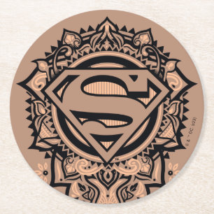 Dessous-de-verre Rond En Papier Supergirl Mandala Graphic
