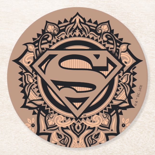 Dessous-de-verre Rond En Papier Supergirl Mandala Graphic (Devant)