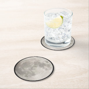 Dessous-de-verre Rond En Papier Superlune dans le ciel noir