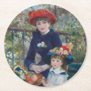 Dessous-de-verre Rond En Papier Sur la terrasse, portrait impressionniste, Renoir