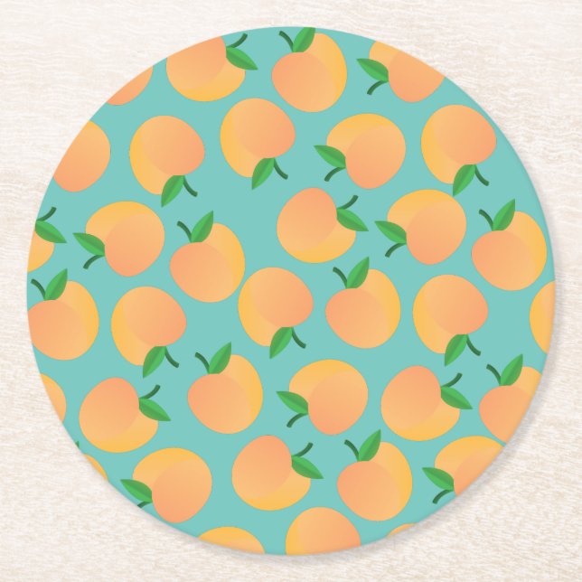 Dessous-de-verre Rond En Papier Sweet Peach Cute Fruit 1er Anniversaire Thème (Devant)