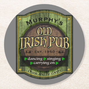 Dessous-de-verre Rond En Papier Symbole de pub irlandais personnalisé