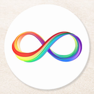 Dessous-de-verre Rond En Papier Symbole d'infinité arc-en-ciel stratifié