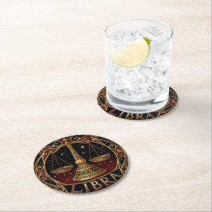 Dessous-de-verre Rond En Papier Symbole du zodiaque Balance