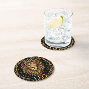 Dessous-de-verre Rond En Papier Symbole du zodiaque Lion Leo