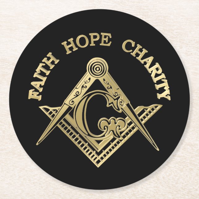 Dessous-de-verre Rond En Papier Symbole maçonnique (Devant)