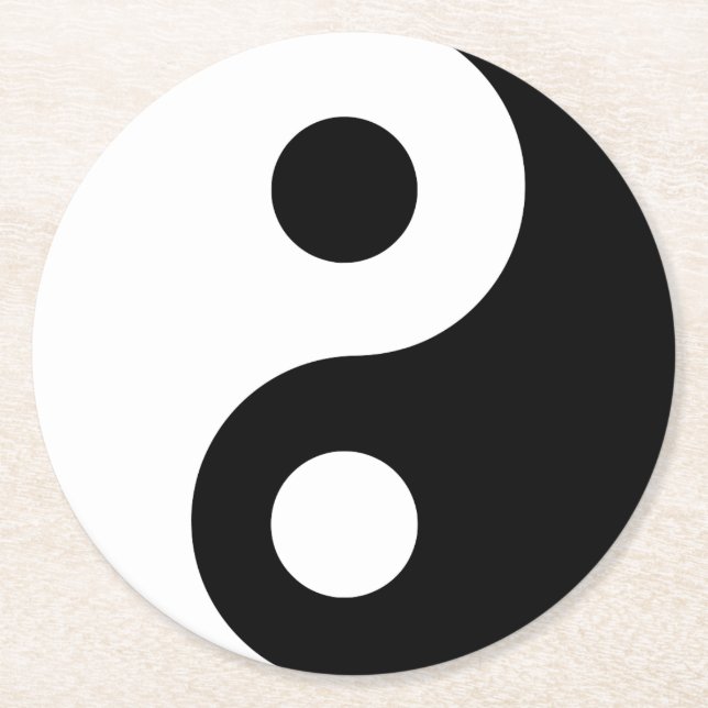 Dessous-de-verre Rond En Papier Symbole Yin Yang personnalisable (Devant)