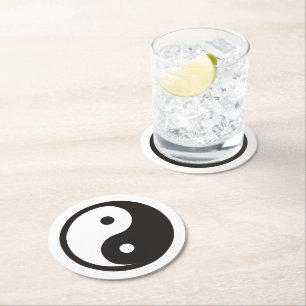 Dessous-de-verre Rond En Papier Symbole Yin Yang - tatouage solide