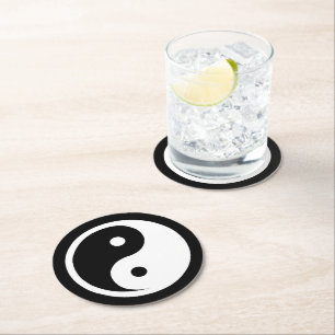 Dessous-de-verre Rond En Papier Symbole Yin Yang - tatouage solide design 2
