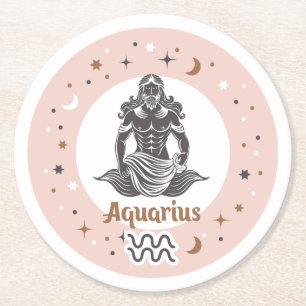 Dessous-de-verre Rond En Papier SYMBOLE Zodiaque Aquarius