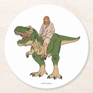 Dessous-de-verre Rond En Papier T-Rex de Jésus
