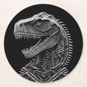 Dessous-de-verre Rond En Papier T-Rex Dinosaure gothique