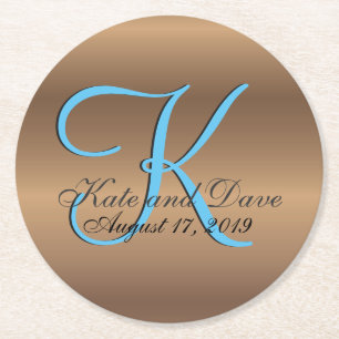 Dessous-de-verre Rond En Papier Tab Extraordinaire de monogramme de bronze