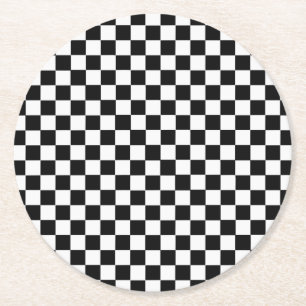 Dessous-de-verre Rond En Papier Tableau de bord classique noir et blanc par STaylo
