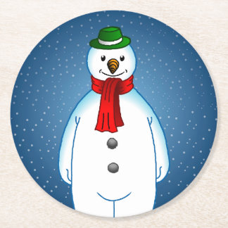 Dessous-de-verre Rond En Papier Tapis de verre bonhomme de neige joyeux