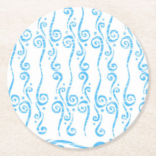 Dessous-de-verre Rond En Papier Tapisserie Bleue Protège-Surface