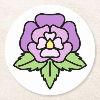 Dessous-de-verre Rond En Papier Tapisserie Fleur Violette