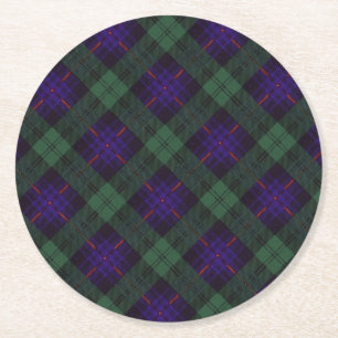 Dessous-de-verre Rond En Papier Tartan d'écossais de plaid de clan d'Armstrong