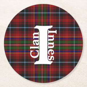 Dessous-de-verre Rond En Papier Tartan Traditionnel de Clan Innes