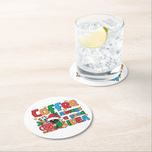 Dessous-de-verre Rond En Papier Tasse de café de Noël avec des dictons festifs
