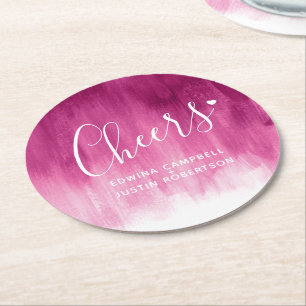Dessous-de-verre Rond En Papier Tchin tchin rose rouge moderne art papier coasters