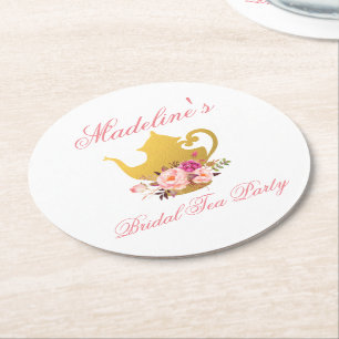 Dessous-de-verre Rond En Papier Tea Party à la Fête des mariées rose
