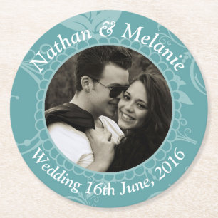 Dessous-de-verre Rond En Papier Teal floral