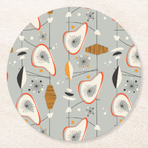 Dessous-de-verre Rond En Papier Teal géométrique et motif bleu