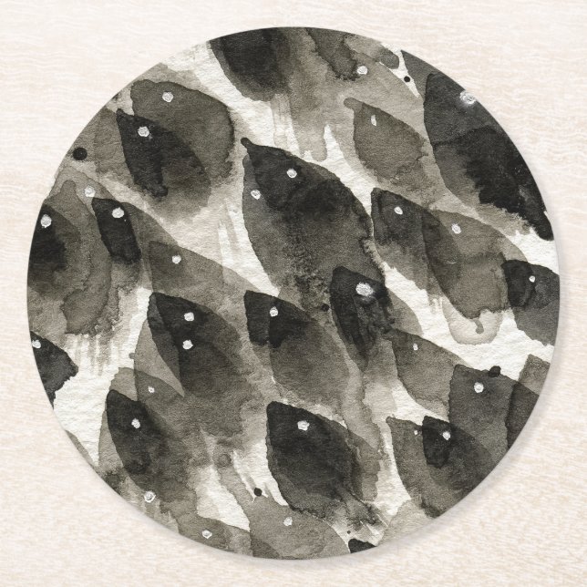 Dessous-de-verre Rond En Papier Tempête de poissons (Devant)