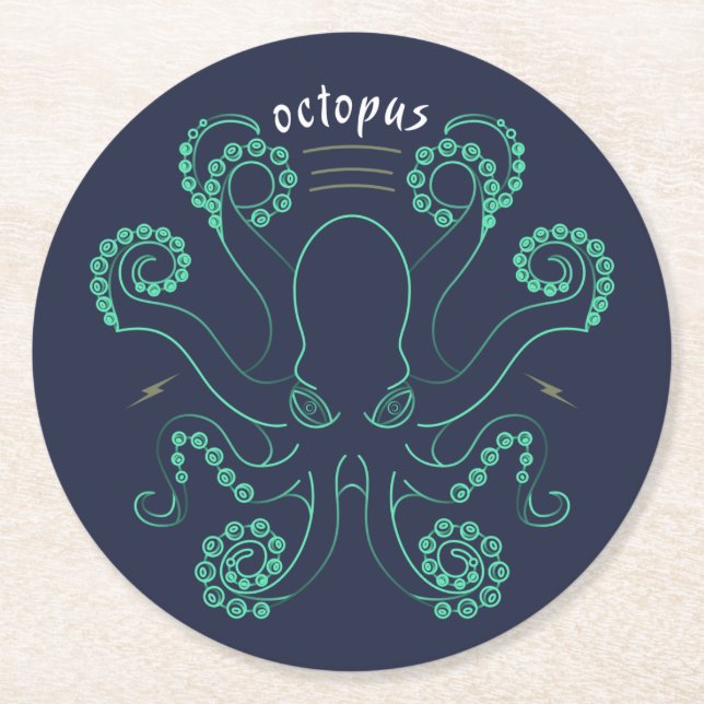 Dessous-de-verre Rond En Papier Tentacules de céphalopodes octopus (Devant)