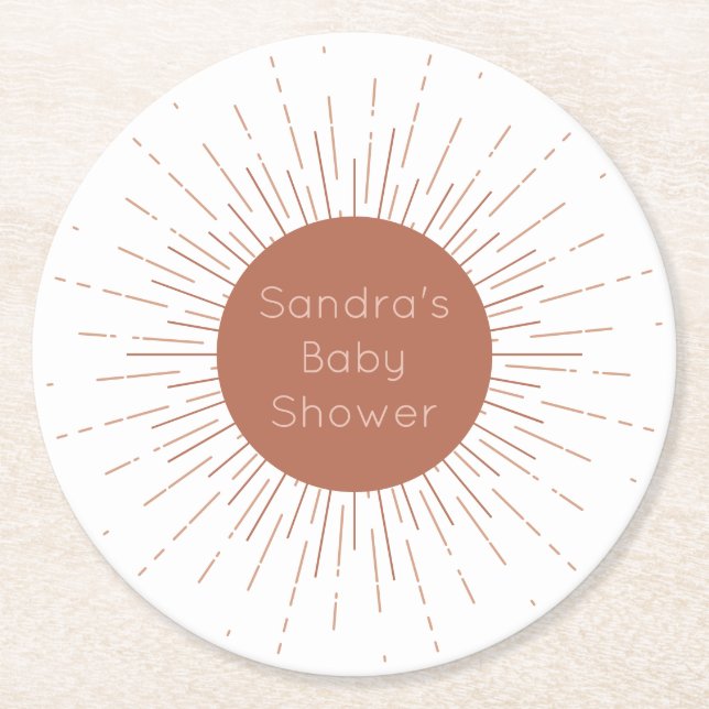 Dessous-de-verre Rond En Papier Terracotta Boho Sun (Devant)