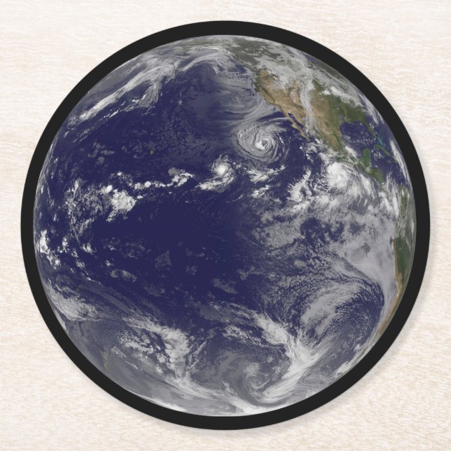 Dessous-de-verre Rond En Papier Terre Pleine Montrant Diverses Tempêtes Tropicales (Devant)